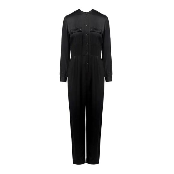 NEW! Anine Bing M Rosalie 100% Silk Jumpsuit $640 One Piece Coveralls Black - Picture 14 of 15